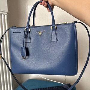 Prada Galleria Large Blue Saffiano Leather Handbag